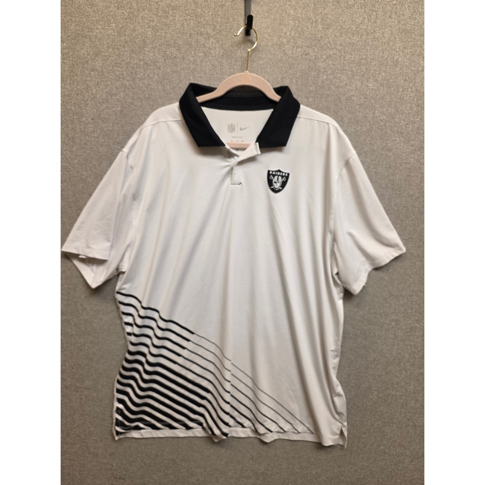 Nike NFL Las Vegas Raiders Dri-FIT Polo Shirt Mens XXL White Black 00HT-01RB